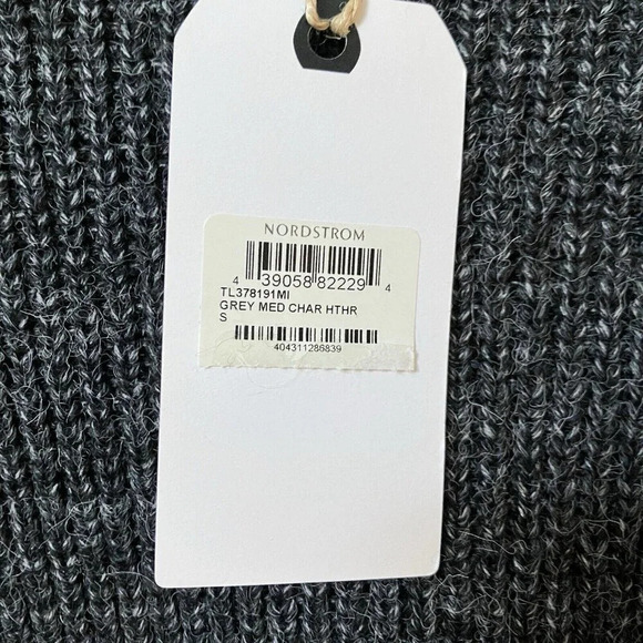 NWT Leith  Braided Twisted Sleeve Charcoal Knit Sweater Womens Small - Picture 4 of 6